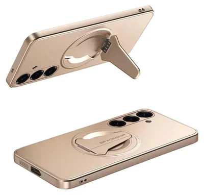 Image de Coque de téléphone portable avec support MagSafe pour Samsung Galaxy S26 Plus 5G, en TPU et silicone, couleur or