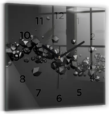 Produktbild von Wallfluent Wanduhr – Stilles Quarzuhrwerk - Uhr Dekoration Wohnzimmer Schlafzimmer Küche - Zifferblatt - schwarze Zeiger - 30x30 cm - Schwarze Abstraktion