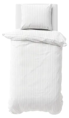 Produktbild von 2 teilig Bettwäsche 135x200 cm Mikrofaser Premium Damast Gestreift Bettbezug Garnitur Set, Weiß