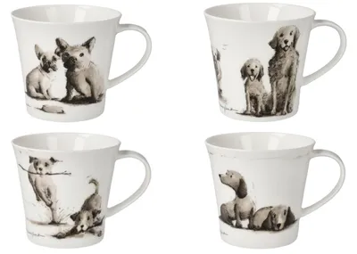 Produktbild von Goebel Porzellan 4er Set Tassen HUNDE 350ml Porzellan