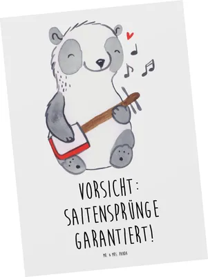 Produktbild von Mr. & Mrs. Panda Grußkarte Shamisen Abenteuer - Weiß - Geschenk, Ansichtskarte, Musiker, japanisch, Saiteninstrument, traditionelle Musik, Instrument, Ansichtskarten