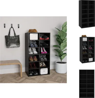Immagine prodotto di vidaXL Portascarpe nero 54x34x100,5 cm in legno - Portascarpe e armadietti