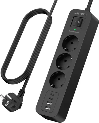 Obrázok produktu pre Adaptér 7 v 1 s 3 zásuvkami – predlžovací kábel so 4 USB nabíjacími portami (3,4A, 5V)