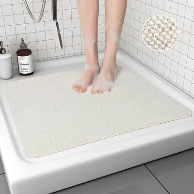 Image de Tapis de douche en loofah - Antidérapant et lavable - 53x53 cm