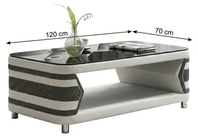 Obrázek produktu pro Moderní konferenční stolek, bílá a černá barva, design, skleněný stolek do obývacího pokoje