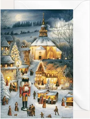 Produktbild von Weihnachtsklappkarte Seiffen mit Umschlag, Künstlerkarte 11,5x17cm