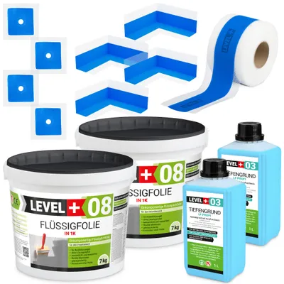 Produktbild von Dichtset Badabdichtung Dichtband Flüssigfolie 14kg für Bad Dusche Küche SET325