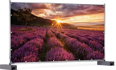 Produktbild von Wallario XXL Outdoor-Poster für Garten oder Balkon, Motiv Lavendelfeld bei Sonnenuntergang - Sonnenstrahlen, in ca. 340 x 173 cm