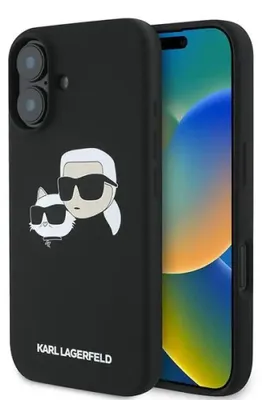 Immagine prodotto di Karl Lagerfeld Klhmp16Mskchpplk Iphone16 Plus 6.7 Czarny/Nero Custodia rigida in silicone con stampa a doppia testa Magsafe