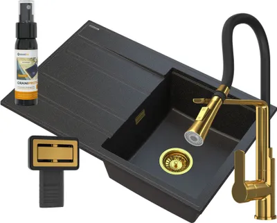 Produktbild von Granitan | Granitspüle TIMOR - Gold - Einbau mit Abtropffläche - Funktional und modern