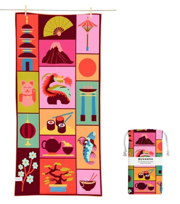 Zdjęcie produktu dla Ręcznik podróżny Buvanha Japan – 200 x 90 cm – mikrofibra