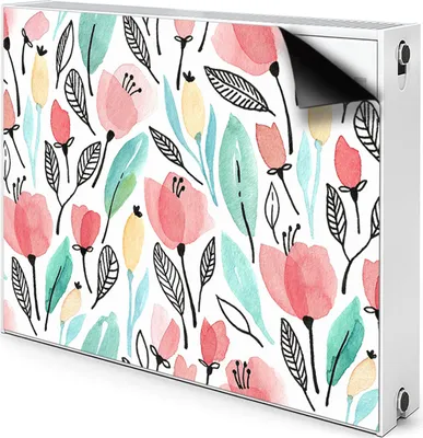 Produktbild von Magnet Heizkörper Heizkörper-Abdeckung Heizkörperabdeckung 110x60 cm  - Blumen, rot