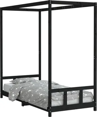 Produktbild von Kinderbett Schwarz 90x200 cm Massivholz Kiefer