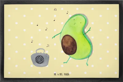 Produktbild von Mr. & Mrs. Panda Fußabtreter Avocado Tanzen 60 x 90 cm - Gelb Pastell - Geschenk, Abtreter, Schmutzmatte, Schmutzfangmatte, fußmatte, Fussmatte, Feier, Türmatte, Singen