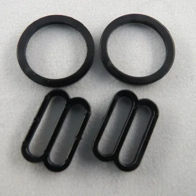 Produktbild von Gurtschieber Kunststoff 14 mm Versteller und Ring für BHs, Kleider, Tops / Farbe=schwarz