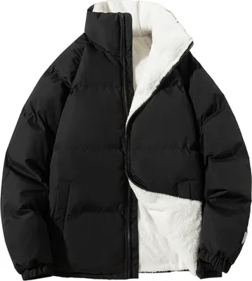 Produktbild von ASKSA Damen Puffer Jacke Kurz Stehkragen Gesteppte Cropped Dicke Winterjacke Outdoor, Schwarz, M
