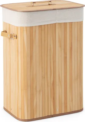 Produktbild von COSTWAY 72L Wäschekorb mit Deckel, Wäschesammler aus Bambus mit maschinenwaschbarer & herausnehmbarer Innentasche & Griffe, Wäschesortierer klappbar für Badezimmer & Waschküche (Natur)