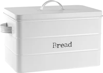 Produktbild von Harbour Housewares Vintage Brotkasten Speicherbehälter - Metall Square Glas Airtight Seal - Mattweiß