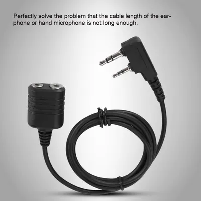 Image de Câble micro-casque d'extension pour talkie-walkie à 2 broches K pour Kenwood Baofeng