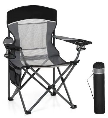 Produktbild von Campingstuhl, klappbar, tragbar, bis 150 kg, mit Getränkehalter, für Camping, schwarz