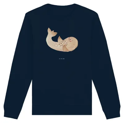 Produktbild von Mr. & Mrs. Panda Baumwoll Sweatshirt Robbe Liegen Größe XL - French Navy - Geschenk, Pulli, Lustige Sprüche, Robben, Nordsee, Pullover, Sweater, Lachen, Ostsee, Strand