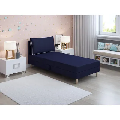 Obrázek produktu pro Čalouněné jednolůžko 90x195 ZORYNA 1 s úložným prostorem - modré