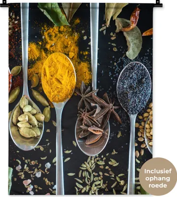 Produktbild von MuchoWow® Wandteppich Wandbehang Löffel - Gewürze - Kräuter - Essen - Tisch 60x80 cm Tapisserie Dekoration Wandtuch - Decke - Wandtücher - Wohne