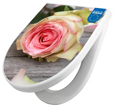 Produktbild von WC Sitz mit Absenkautomatik D Form Motiv Rosa Rose [TDW3 10231]