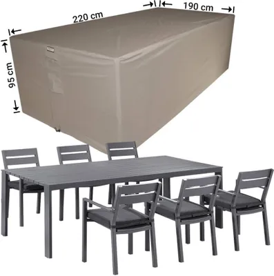 Produktbild von Raffles Covers Abdeckplane Gartenmöbel 220 x 190 H: 95 cm | Atmungsaktiv | Wasserdicht | UV-beständig | Doppelnähte | Elastischer Kordelzug