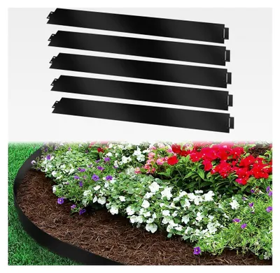 Produktbild von Metallrasenkante 20m Beeteinfassung verzinkt 100x18cm Beetumrandung Mähkante als Wurzelsperre, Profilkante, Schwarz