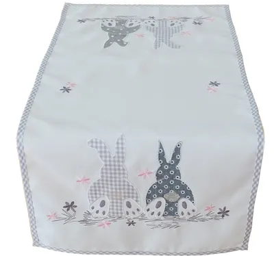 Produktbild von Tischwäsche mit Stickerei Drei Osterhasen 40 x 85 cm