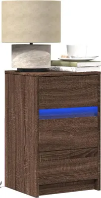 Immagine prodotto di vidaXL Comodino con luci LED Materiale in legno effetto rovere marrone