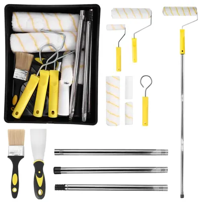 Productafbeelding van Verfrollerset, 9 inch verfroller kwastenset met verlengstang, penseel