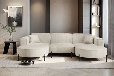 Produktbild von Wohnlandschaft U-Form Sofa VALENCIA in Stoff Scala Sand