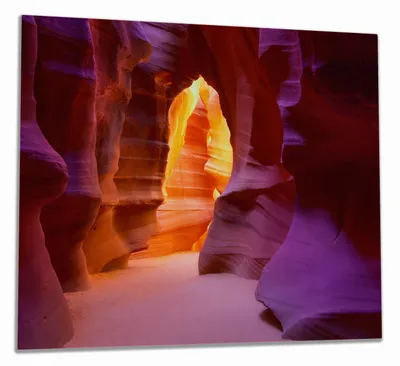 Produktbild von Wallario Herdabdeckplatte aus Glas, Größe 60 x 52 cm 1-teilig, Motiv Felsschlucht in Arizona USA - orange und violett