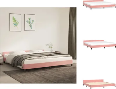 Produktbild von vidaXL Bettgestell mit Kopfteil Rosa 200x200 cm Samt -  Betten & Bettgestelle