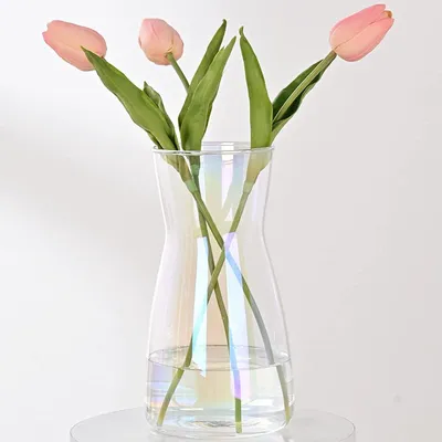 Image de Vase en verre blanc, fabriqué à la main, dimensions : 20 x 9,5 cm, idéal pour le salon