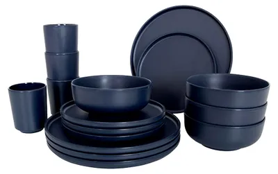 Produktbild von Campinggeschirr Set Patom Reise Essgeschirr Teller Becher 16tlg blau