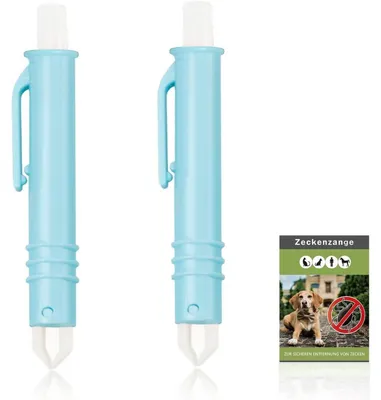 Produktbild von Zeckenzange 2er Set für Hunde, Katze, Mensch, Kinder, Zeckenentferner, Blau