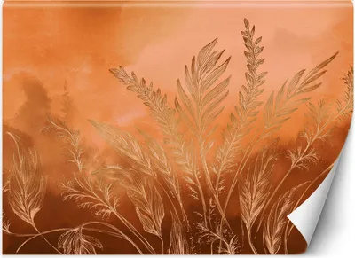 Produktbild von Vlies fototapete Pflanzen Abstrakte Botanik 150x105 cm Feeby Orange inkl. Kleber einfache Montage