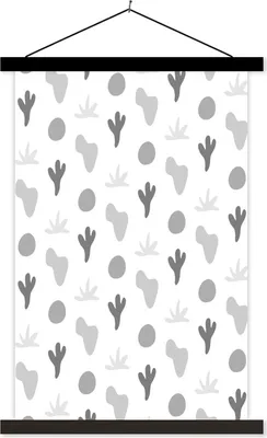 Produktbild von MuchoWow® Textilposter Hintergrund - Pflanzen - Schwarz - Weiß 120x180 cm mit schwarzem Rahmen - Fotos