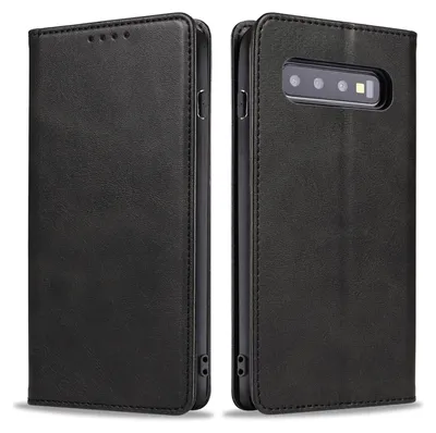 Produktbild von Handyhülle für Samsung Galaxy S10 Kunstleder Flip Cover Hülle Klapphülle Case Kartenfach Farbe: Schwarz