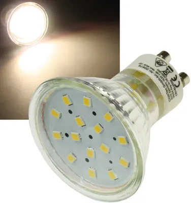 Zdjęcie produktu dla ChiliTec Reflektor LED GU10 H10 SMD 15 diod LED SMD 3000k, 50lm, 120°, 230V/0.8W, ciepła biel