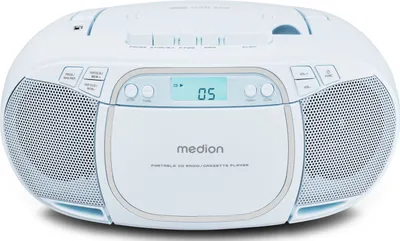 Produktbild von MEDION E66476 Stereo Sound System (Boombox, CD-Player, MP3, Kassette, tragbarer Kassettenspieler für Kinder, UKW Radio, AUX, Kopfhörer, Netz & Batterie) blau