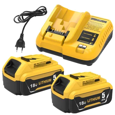 2er-Pack 18 V 5,0 Ah Akku + 3 A Ladegerät