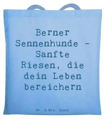Produktbild von Mr. & Mrs. Panda Schultasche Spruch Berner Sennenhund Freude - Sky Blue - Geschenk, Tasche, Shopping, Hunde, hundefreundlich, Hunderasse, Hunderassen Charakter, canvas