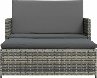 Produktbild von vidaXL 2-tlg. Garten-Lounge-Set mit Auflagen Poly Rattan Grau