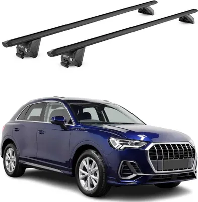 Produktbild von Dachträger Grundtäger für Audi Q3 mk2 2018-2025 100kg Alu Schwarz 2 tlg ABE
