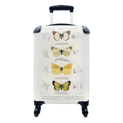 Produktbild von MuchoWow® Koffer Handgepäck Trolley Rollkoffer Kleine Reisekoffer mit 4 Rollen - Schmetterling - Vintage - Insekten - Cabin Size < 55x40x23 cm & 55x40x20 cm - Fotokoffer - Kabinenkoffer - Boardgepäck - Reise-Box - Reisekoffer - Reisegepäck - Koffer mit Bild - Trolley für Kinder