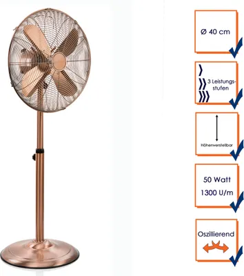 Produktbild von Tristar Retro Standventilator VE-5971 50 W 40 cm Kupferfarben